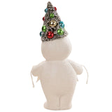 Retro Merry Snowman With Tree Christmas Figurine by Bethany Lowe back white