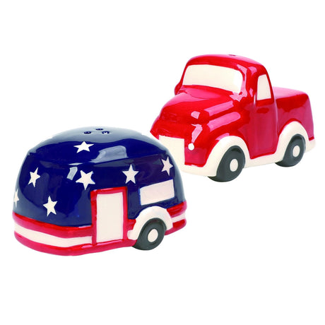 Transpac Americana Truck Camper Salt and Pepper Shaker Set 2