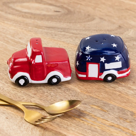 Transpac Americana Truck Camper Salt and Pepper Shaker Set 2 lifestyle