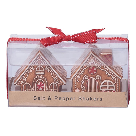 Transpac Gingerbread House Salt and Pepper Shaker Set 2 box