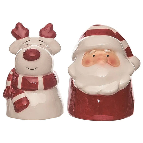 Transpac Santa and Reindeer Salt and Pepper Shaker Set 2