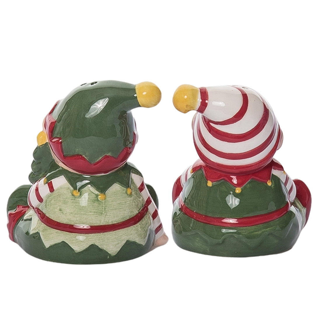 Transpac Christmas Elves Salt and Pepper Shaker Set 2 back