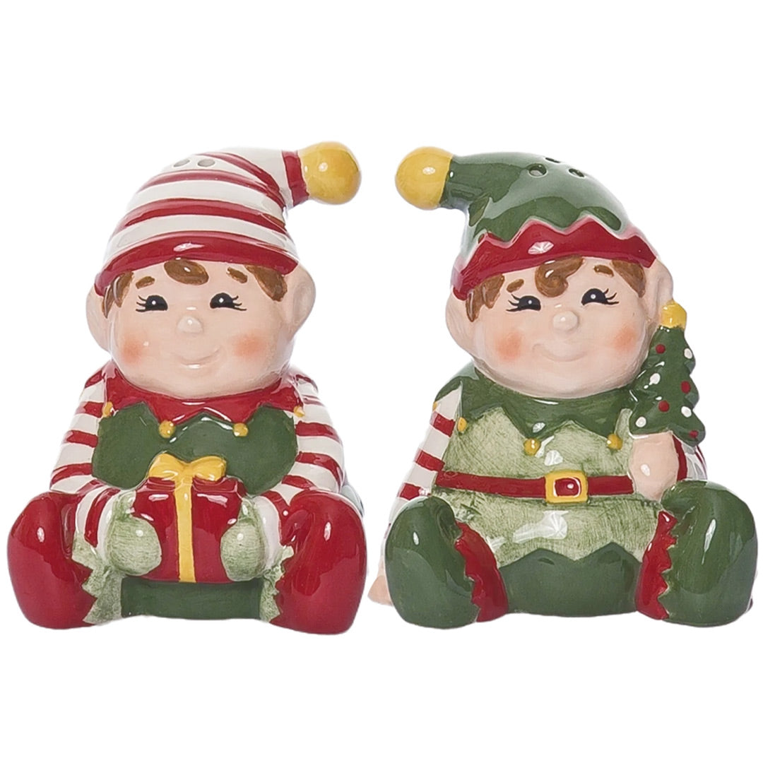 Transpac Christmas Elves Salt and Pepper Shaker Set 2 front