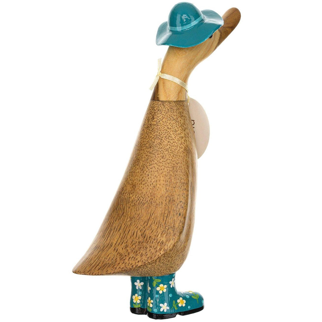 Floral Hat and Boots Ducklings teal back