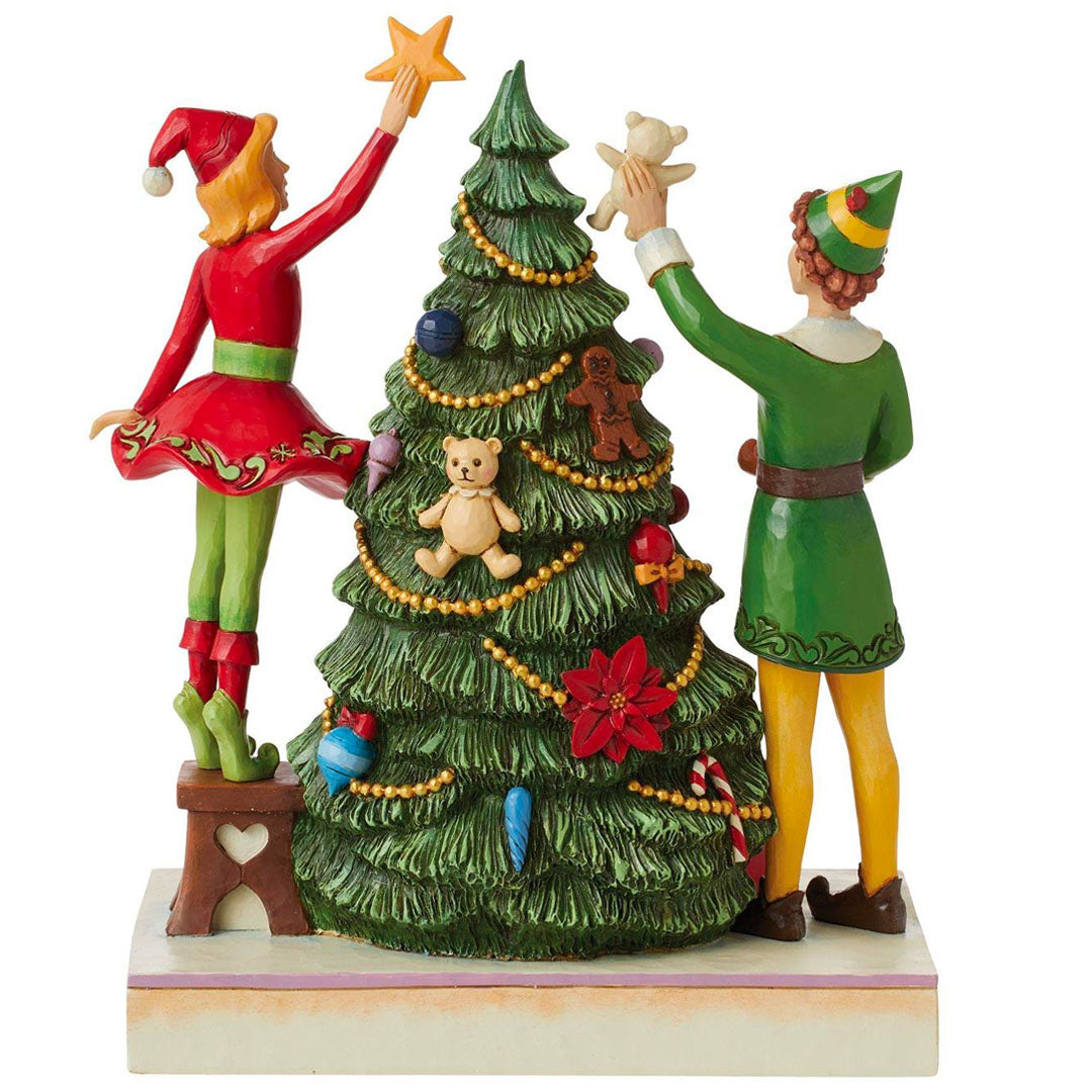 Jim Shore Buddy Elf and Jovie Elf Decorating 9.13" back