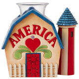 Jim Shore Votive Holder Patriotic Barn 5" front